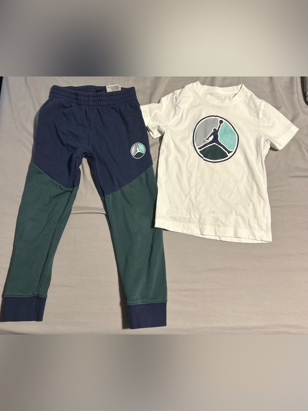 Jordan Navy and Teal Colorblock Kids Jogger set-size 6